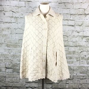 Vintage Cream Wool Cape (Size S/M)